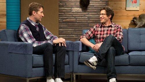Andy Samberg Wears a Plaid Shirt and Glasses Andy Samberg Wears a Plaid Shirt and Glasses