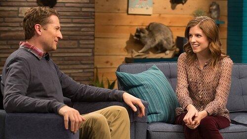 Anna Kendrick Wears a Patterned Blouse & Burgundy Pants Anna Kendrick Wears a Patterned Blouse & Burgundy Pants