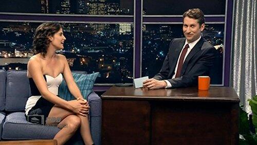 Cobie Smulders Wears a Strapless Black & White Dress Cobie Smulders Wears a Strapless Black & White Dress