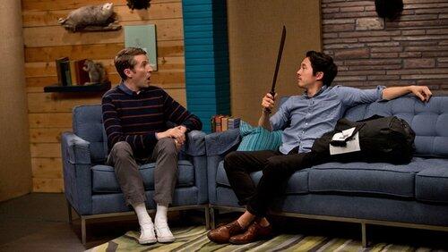 Steven Yeun Wears Rolled Up Black Jeans & No Socks Steven Yeun Wears Rolled Up Black Jeans & No Socks