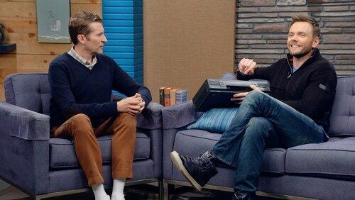 Joel McHale Wears a Navy Zip-up and High Tops Joel McHale Wears a Navy Zip-up and High Tops