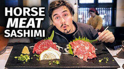 Eating Japanese Raw Horse Sashimi Eating Japanese Raw Horse Sashimi
