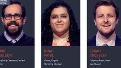Mike Nelson Vs. Nina Patel Vs. Logan Crossley, show # 8317. Mike Nelson Vs. Nina Patel Vs. Logan Crossley, show # 8317.