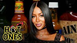 Naomi Campbell Almost Faints While Eating Spicy Wings Naomi Campbell Almost Faints While Eating Spicy Wings
