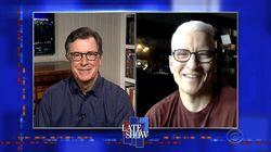 Stephen Colbert from home, with Anderson Cooper, Mark Foster Stephen Colbert from home, with Anderson Cooper, Mark Foster