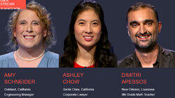 Amy Schneider Vs. Ashley Chow Vs. Dimitri Apessos, show # 8493. Amy Schneider Vs. Ashley Chow Vs. Dimitri Apessos, show # 8493.
