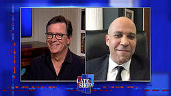 Stephen Colbert from home, with Senator Cory Booker, Brian Wilson Stephen Colbert from home, with Senator Cory Booker, Brian Wilson