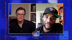 Stephen Colbert from home, with Charlamagne Tha God, Tunde Adebimpe Stephen Colbert from home, with Charlamagne Tha God, Tunde Adebimpe