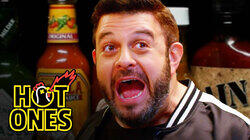 Adam Richman Fanboys Out While Eating Spicy Wings Adam Richman Fanboys Out While Eating Spicy Wings