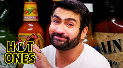 Kumail Nanjiani Sweats Intensely While Eating Spicy Wings Kumail Nanjiani Sweats Intensely While Eating Spicy Wings