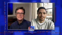 Stephen Colbert from home, with Trevor Noah, Willie, Lukas and Micah Nelson Stephen Colbert from home, with Trevor Noah, Willie, Lukas and Micah Nelson