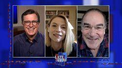 Stephen Colbert from home, with Bill Gates, Claire Danes and Mandy Patinkin Stephen Colbert from home, with Bill Gates, Claire Danes and Mandy Patinkin