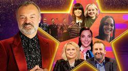 Gal Gadot, Claudia Winkleman, Jennifer Saunders, Tessa Thompson, Nicola Coughlan, Lee Mack, McFly Gal Gadot, Claudia Winkleman, Jennifer Saunders, Tessa Thompson, Nicola Coughlan, Lee Mack, McFly
