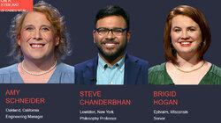 Amy Schneider Vs. Steve Chanderbhan Vs. Brigid Hogan, show # 8487. Amy Schneider Vs. Steve Chanderbhan Vs. Brigid Hogan, show # 8487.