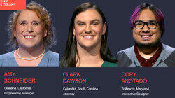 Amy Schneider Vs. Clark Dawson Vs. Cory Anotado, show # 8489. Amy Schneider Vs. Clark Dawson Vs. Cory Anotado, show # 8489.