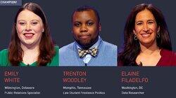 Emily White Vs. Trenton Woodley Vs. Elaine Filadelfo, show # 8360. Emily White Vs. Trenton Woodley Vs. Elaine Filadelfo, show # 8360.