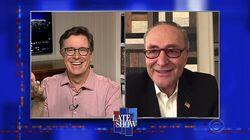Stephen Colbert from home, with Chuck Schumer, Paul Giamatti Stephen Colbert from home, with Chuck Schumer, Paul Giamatti