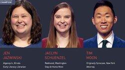 Jen Jazwinski Vs. Jaclyn Schuenzel Vs. Tim Moon, show # 8376. Jen Jazwinski Vs. Jaclyn Schuenzel Vs. Tim Moon, show # 8376.