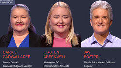 Carrie Cadwallader Vs. Kirsten Greenwell Vs. Jay Foster, show # 8500. Carrie Cadwallader Vs. Kirsten Greenwell Vs. Jay Foster, show # 8500.
