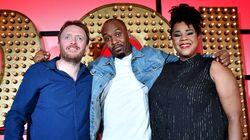 Dane Baptiste, Desiree Burch, Chris McCausland Dane Baptiste, Desiree Burch, Chris McCausland