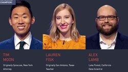 Tim Moon Vs. Lauren Fisk Vs. Alex Lamb, show # 8377. Tim Moon Vs. Lauren Fisk Vs. Alex Lamb, show # 8377.