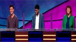 James Holzhauer Vs. Faizan Kothari Vs. Lisa Clark, show # 7938. James Holzhauer Vs. Faizan Kothari Vs. Lisa Clark, show # 7938.