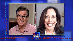 Stephen Colbert from home, with Senator Kamala Harris, Milky Chance and Jack Johnson Stephen Colbert from home, with Senator Kamala Harris, Milky Chance and Jack Johnson